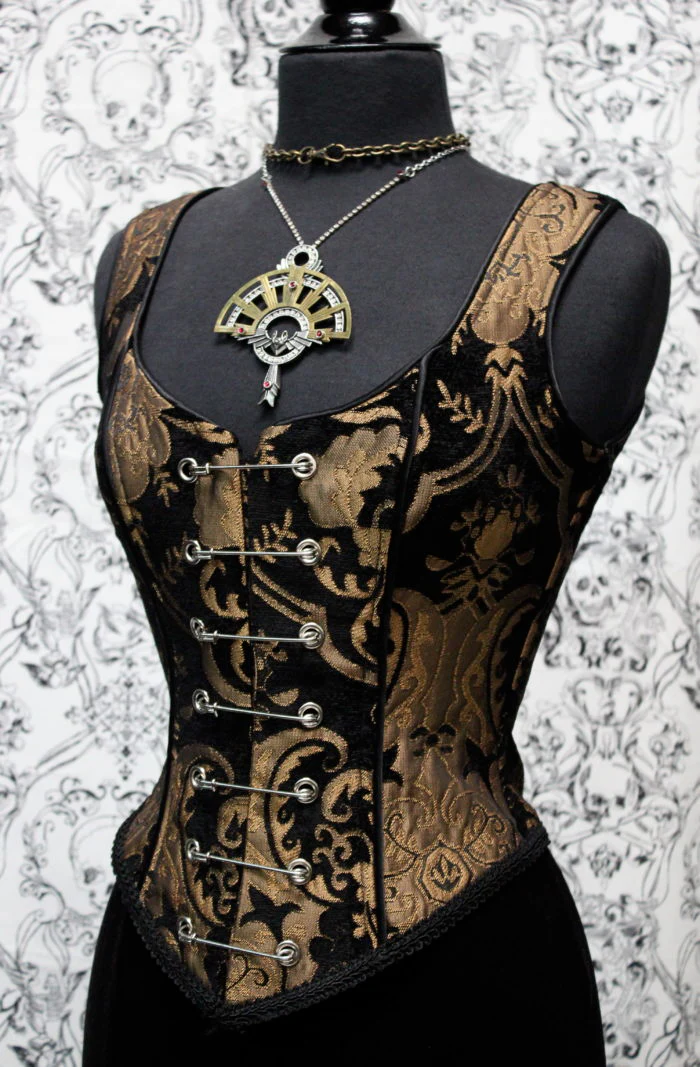 PIN BODICE - GOLD AND BLACK TAPESTRY - Image 4
