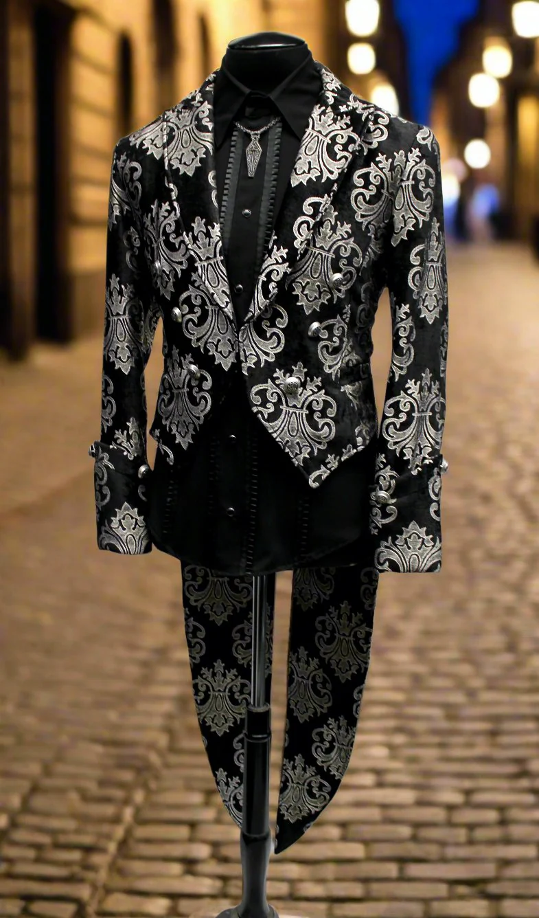 IMPERIAL TAILCOAT - SILVER ON BLACK BROCADE - Image 2