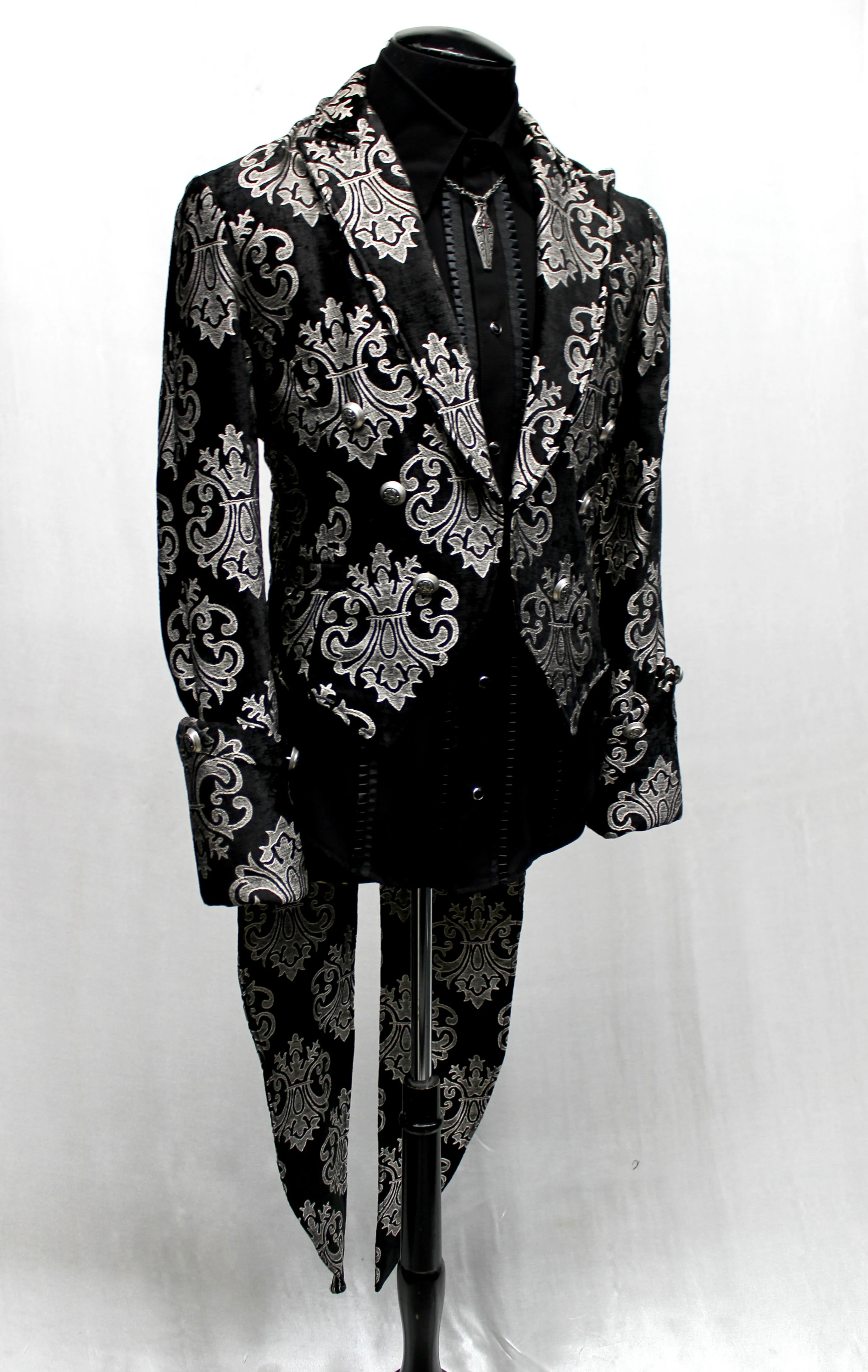 IMPERIAL TAILCOAT - SILVER ON BLACK BROCADE - Image 4