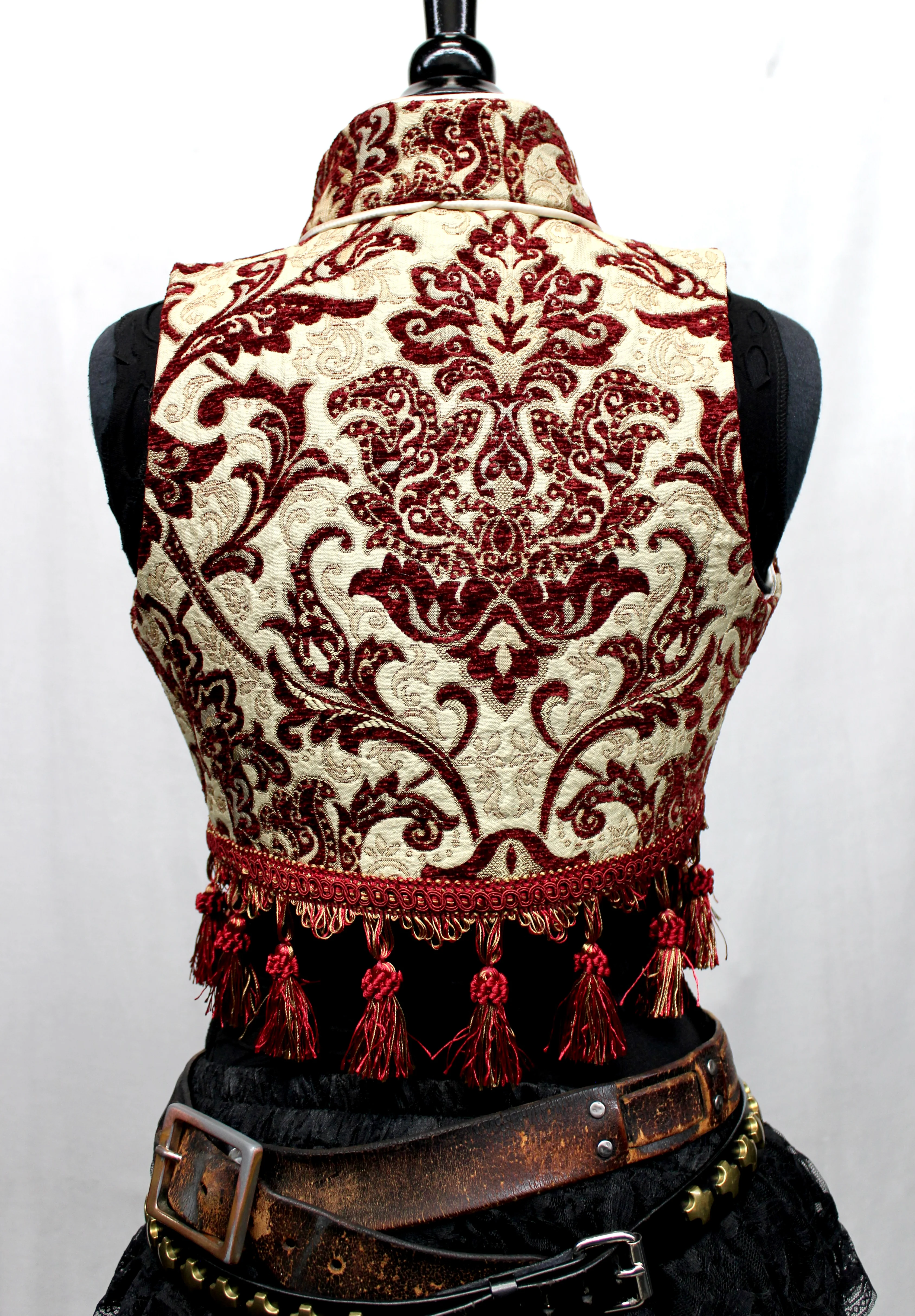 TOREADOR VEST - BURGUNDY/IVORY TAPESTRY - Image 7