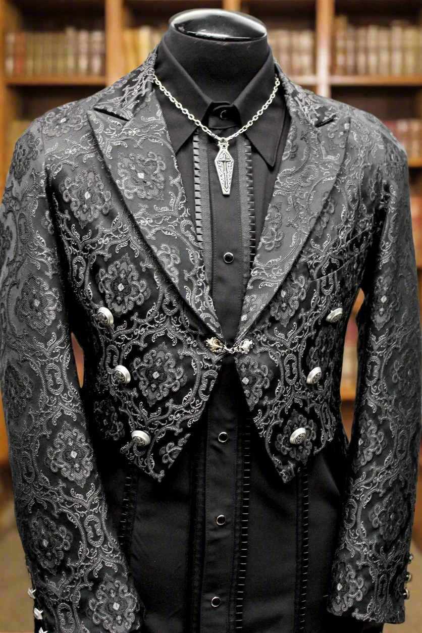 MONTE CRISTO TAILCOAT - BLACK EDWARDIAN BROCADE - Image 3