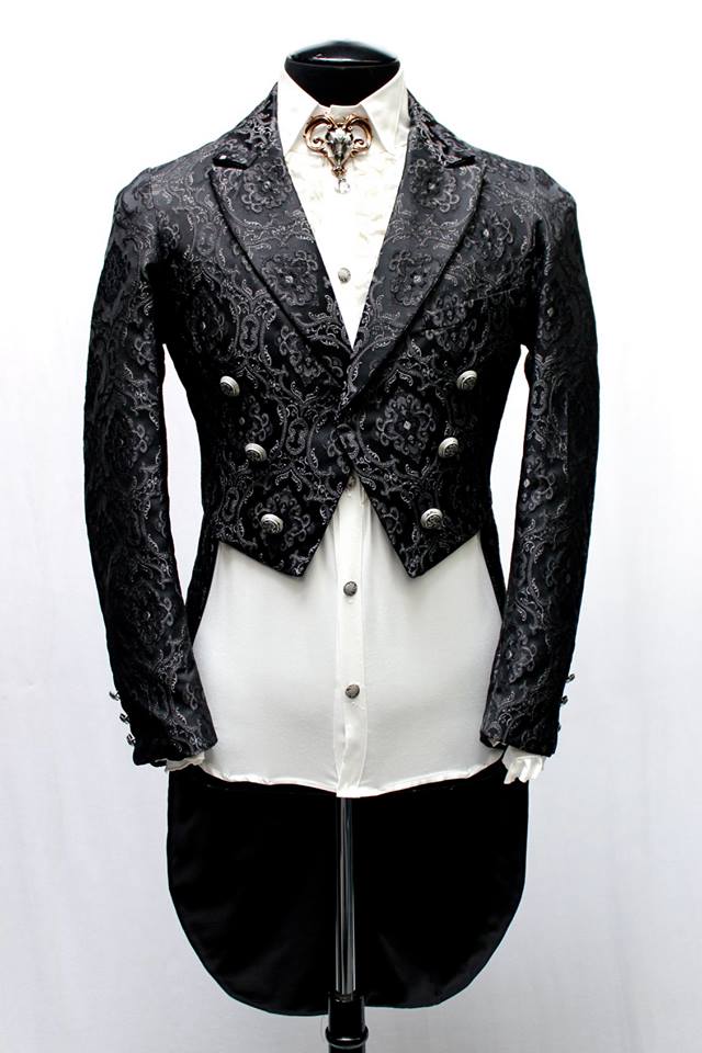 MONTE CRISTO TAILCOAT - BLACK EDWARDIAN BROCADE - Image 4