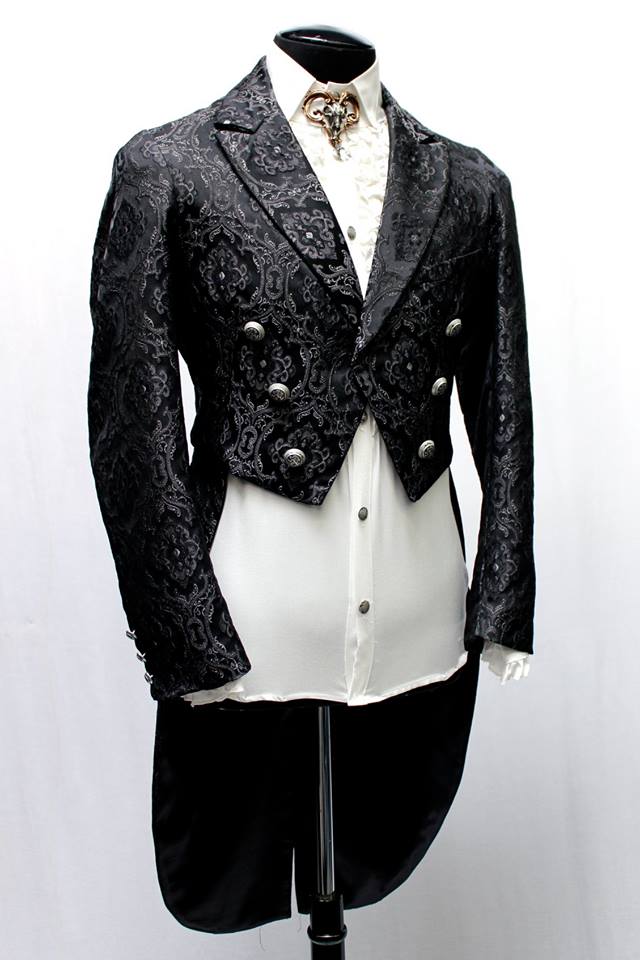 MONTE CRISTO TAILCOAT - BLACK EDWARDIAN BROCADE - Image 5