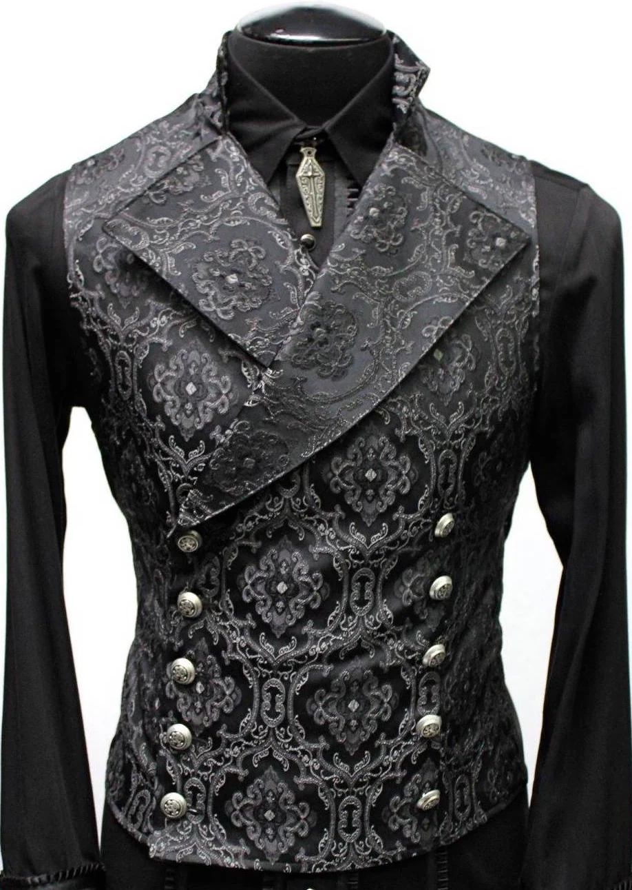 CAVALIER VEST - BLACK EDWARDIAN BROCADE - Image 3