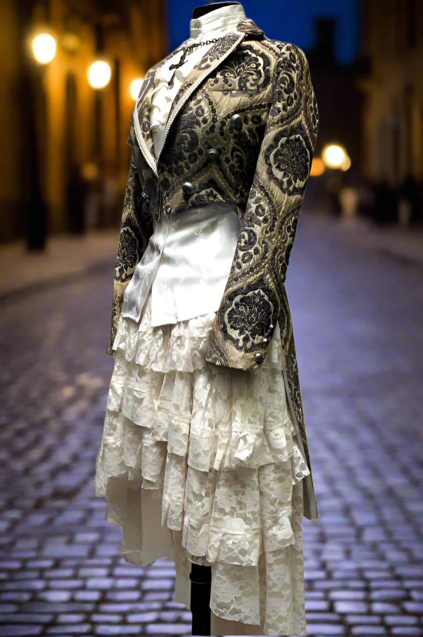 HARLEQUIN TAILCOAT - IVORY/BLUE TAPESTRY - Image 6