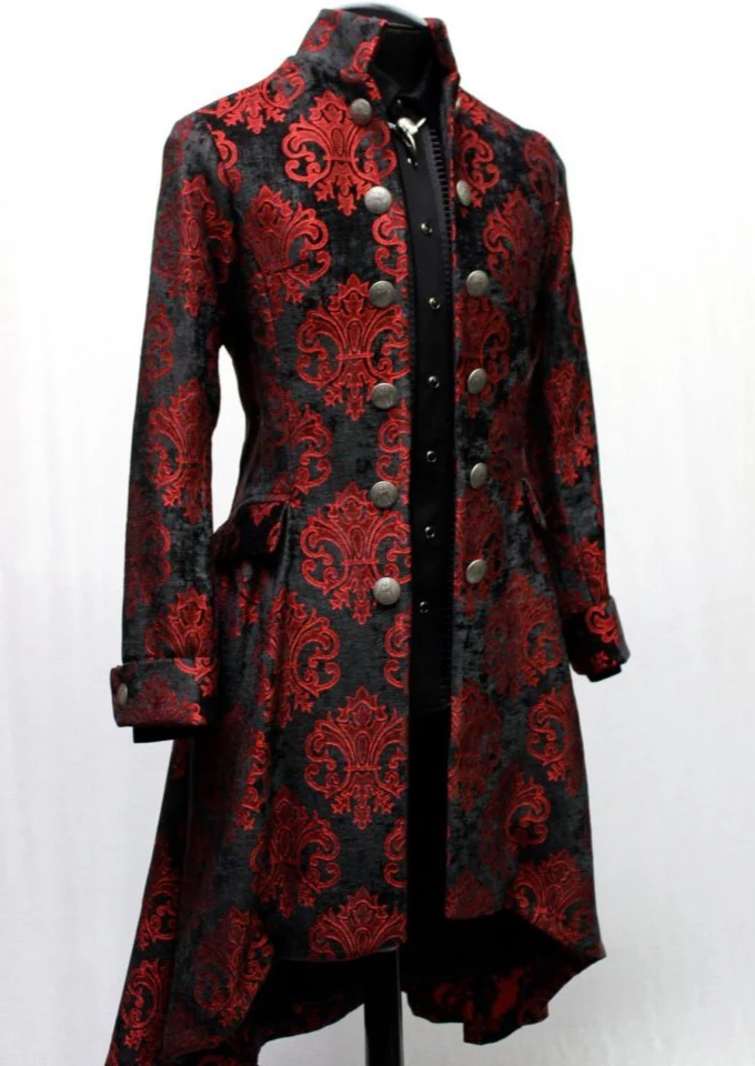 ORDER OF THE DRAGON COAT - BLACK AND RED VELVET BROCADE - Image 4