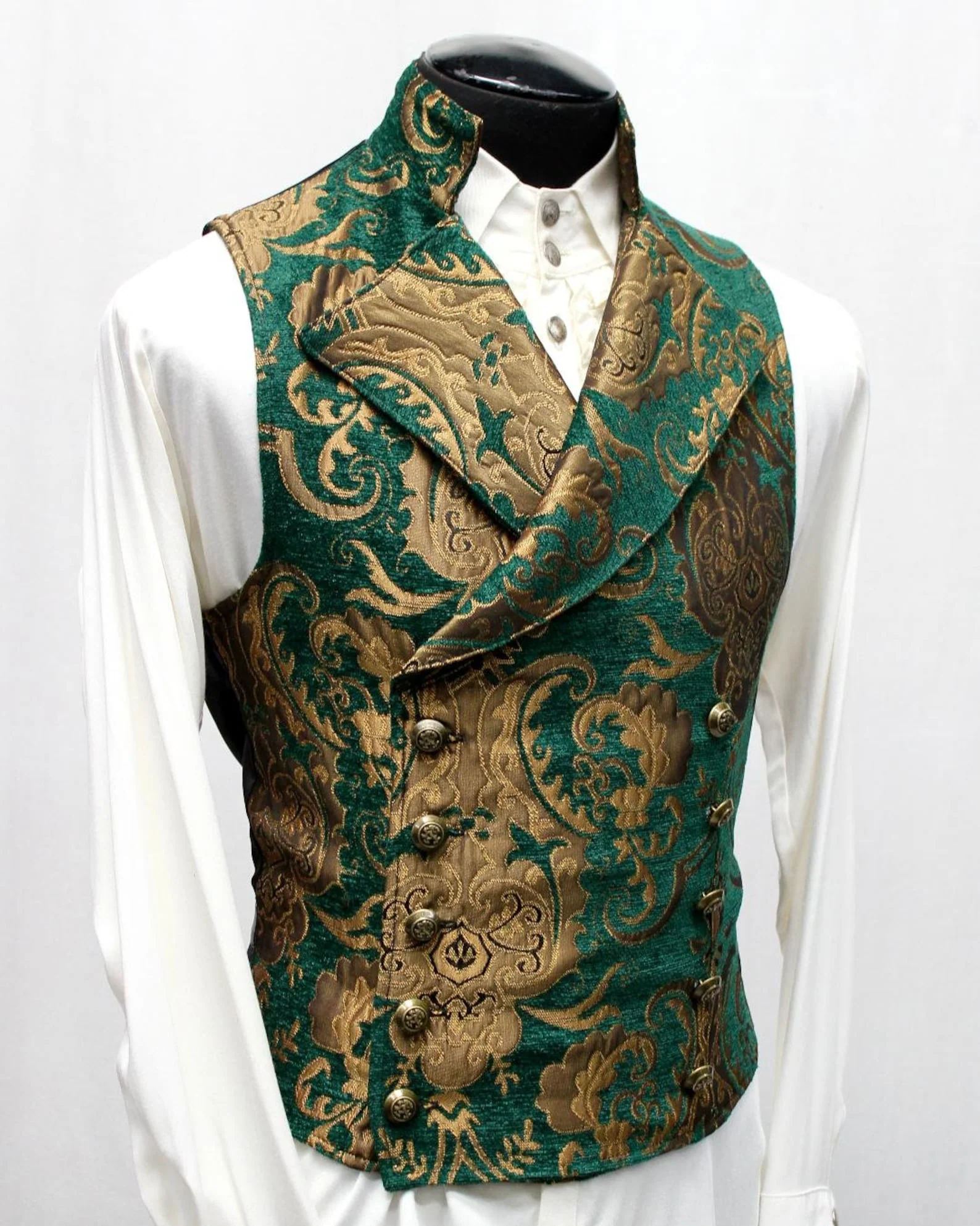 CAVALIER VEST - GREEN/GOLD TAPESTRY . - Image 5