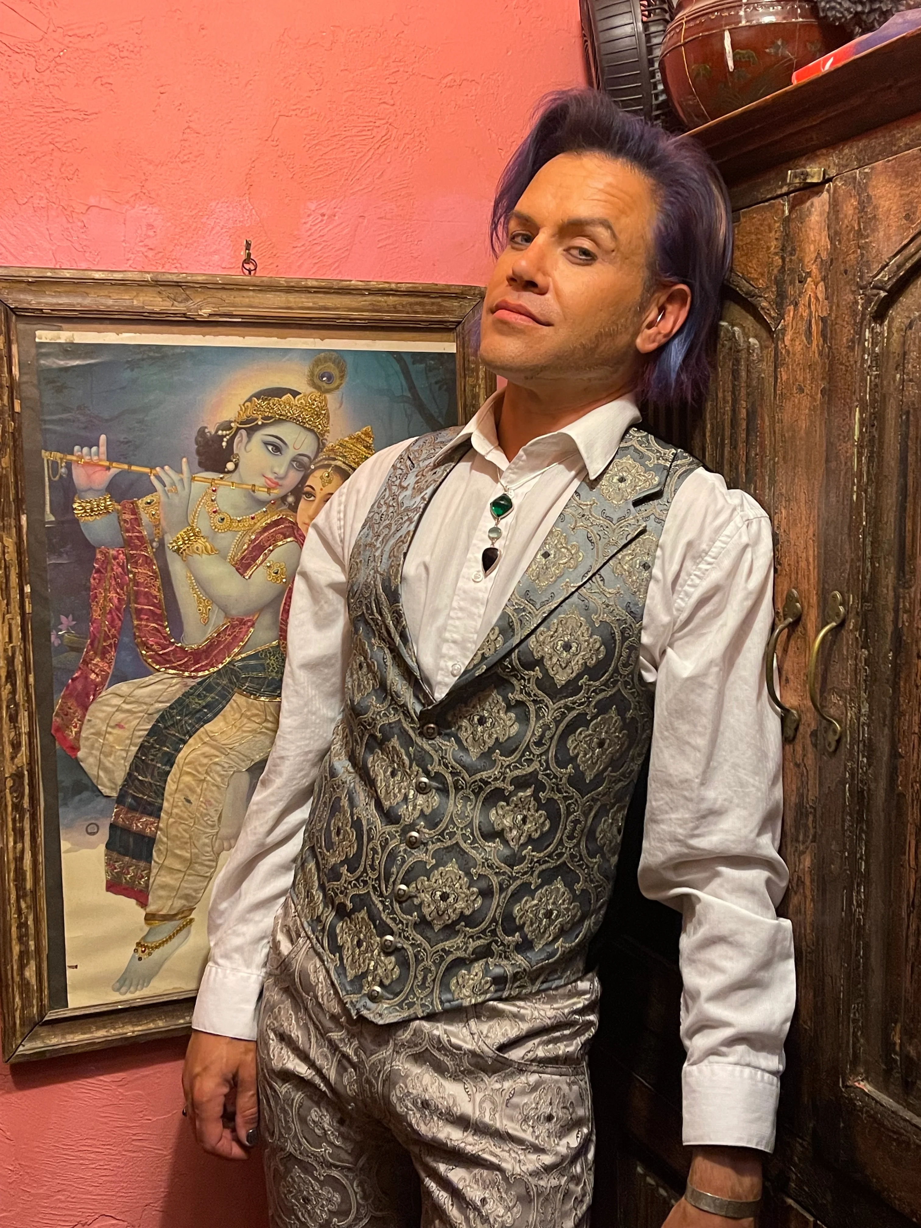 ARISTOCRAT VEST - Edwardian Brocade - Blue - Image 5