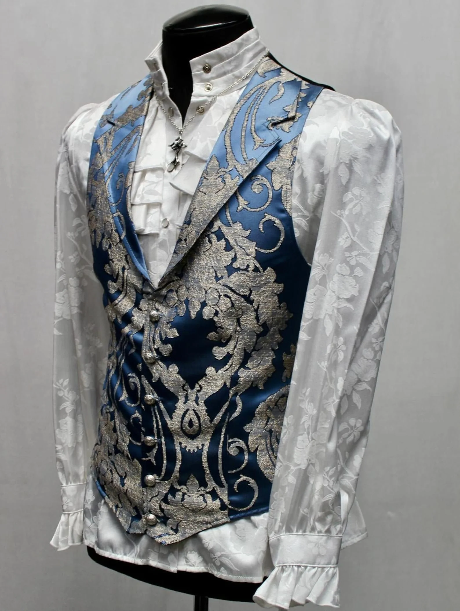 ARISTOCRAT VEST - ICE BLUE BROCADE - Image 3