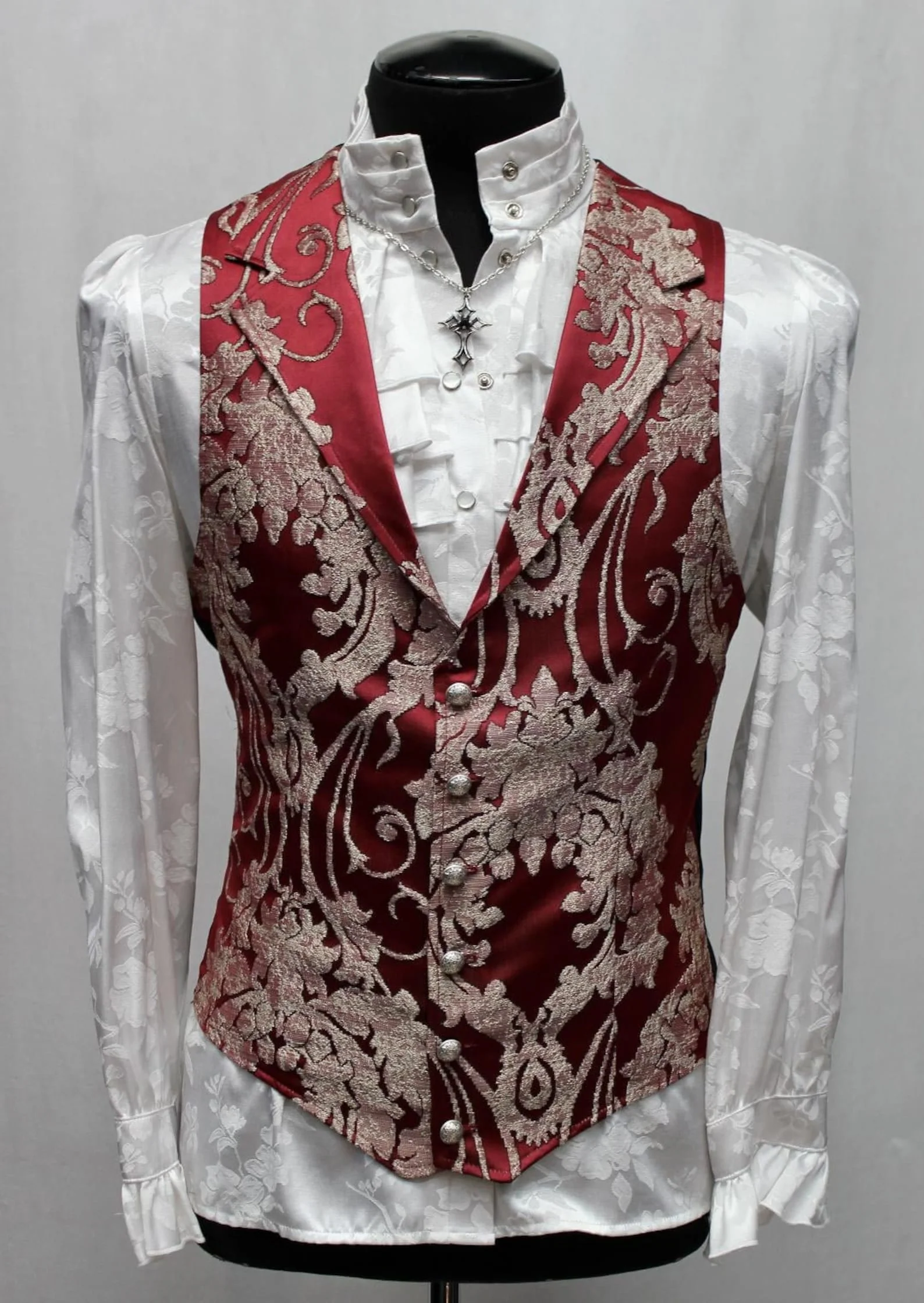 ARISTOCRAT VEST - RED SATIN BROCADE - Image 3