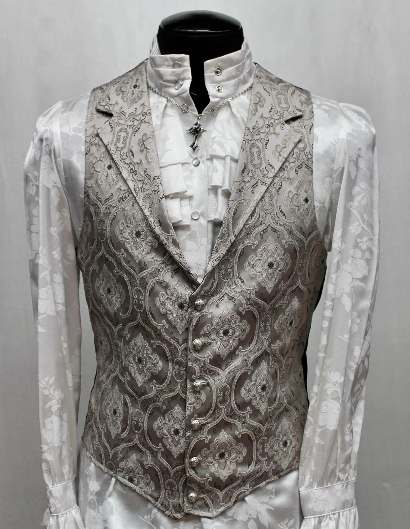 ARISTOCRAT VEST - EDWARDIAN BROCADE - Silver - Image 3