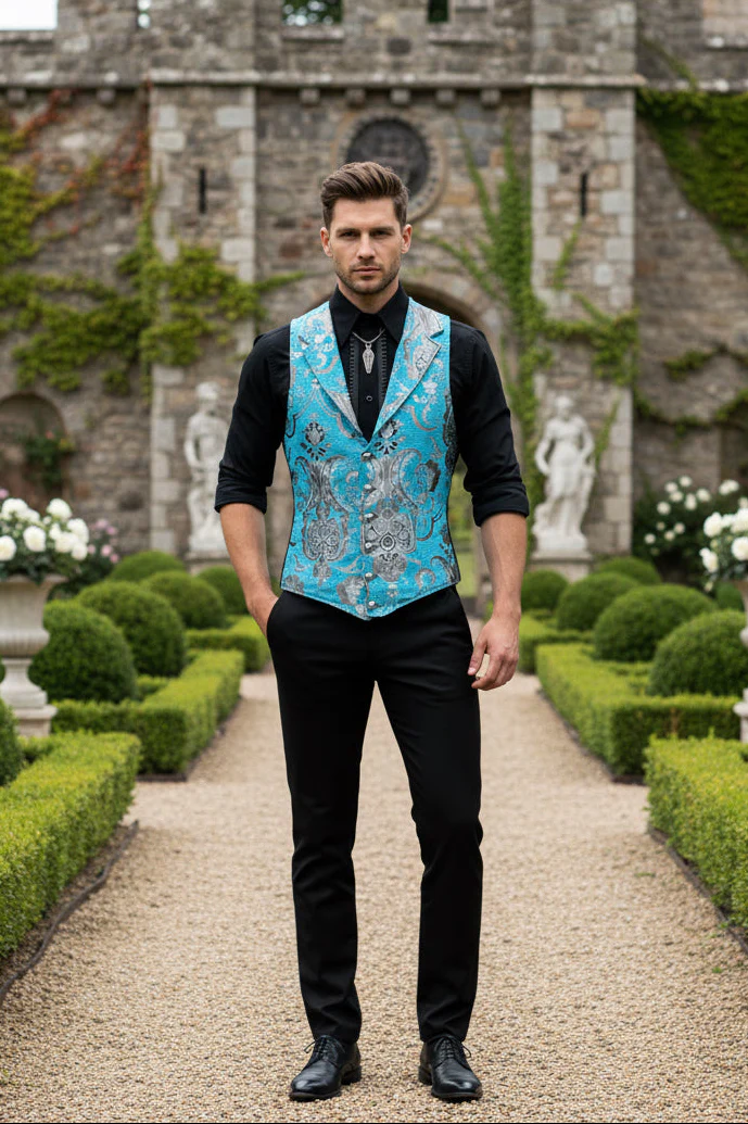 ARISTOCRAT VEST - TURQUOISE/SILVER - Image 4