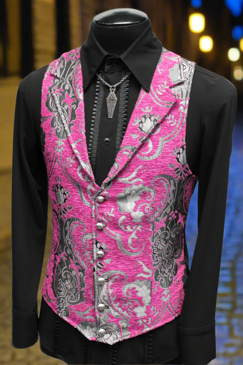 ARISTROCRAT VEST - PINK/SILVER TAPESTRY - Image 2