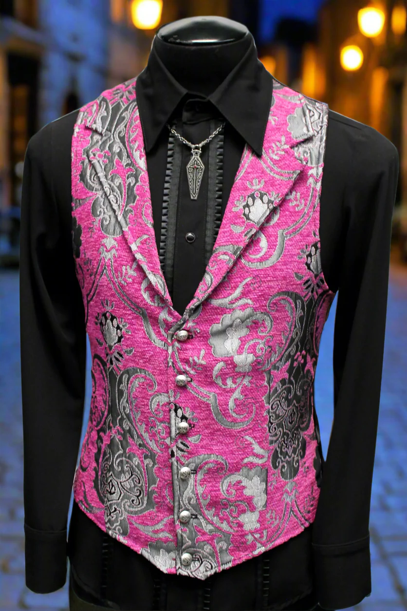 ARISTROCRAT VEST - PINK/SILVER TAPESTRY - Image 3