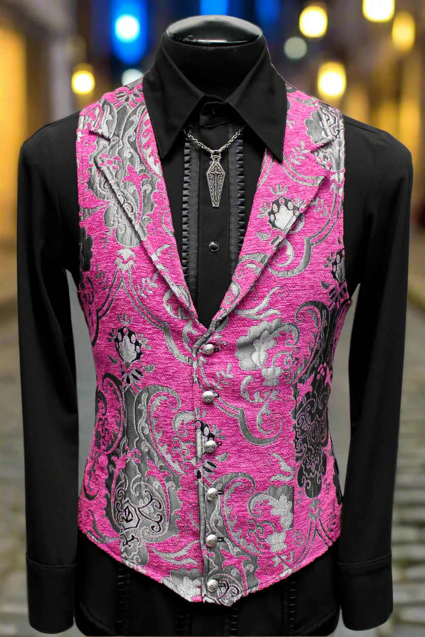 ARISTROCRAT VEST - PINK/SILVER TAPESTRY - Image 4