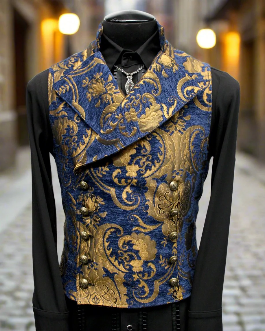 CAVALIER VEST - BLUE/GOLD TAPESTRY - Image 3