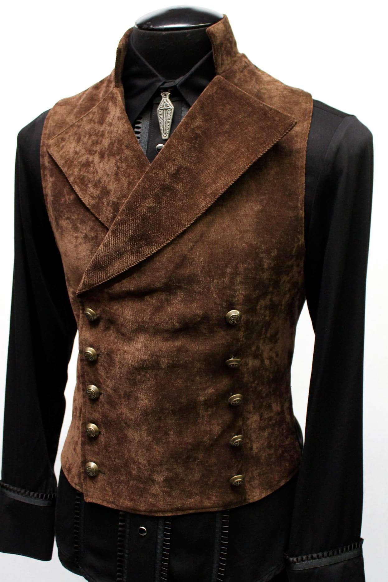 CAVALIER VEST - VELVET - BROWN - Image 2