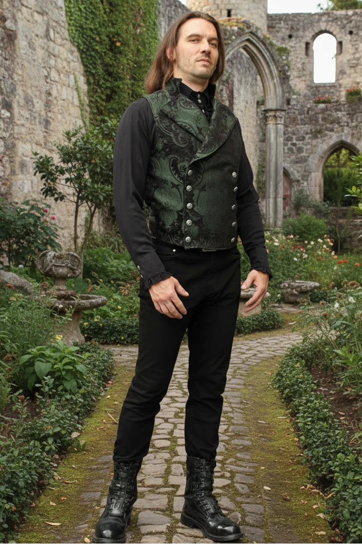 CAVALIER VEST - GREEN/BLACK TAPESTRY - Image 5