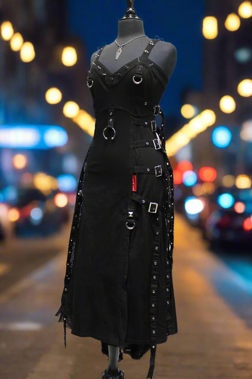 CHAOS DRESS - BLACK STRETCH COTTON - Image 2