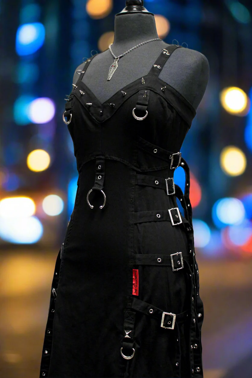 CHAOS DRESS - BLACK STRETCH COTTON - Image 3