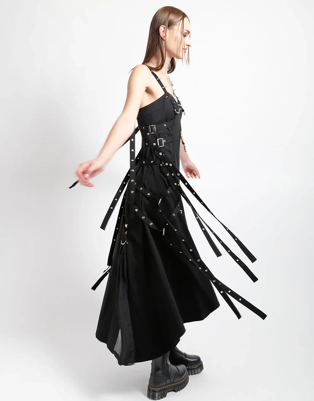 CHAOS DRESS - BLACK STRETCH COTTON - Image 7
