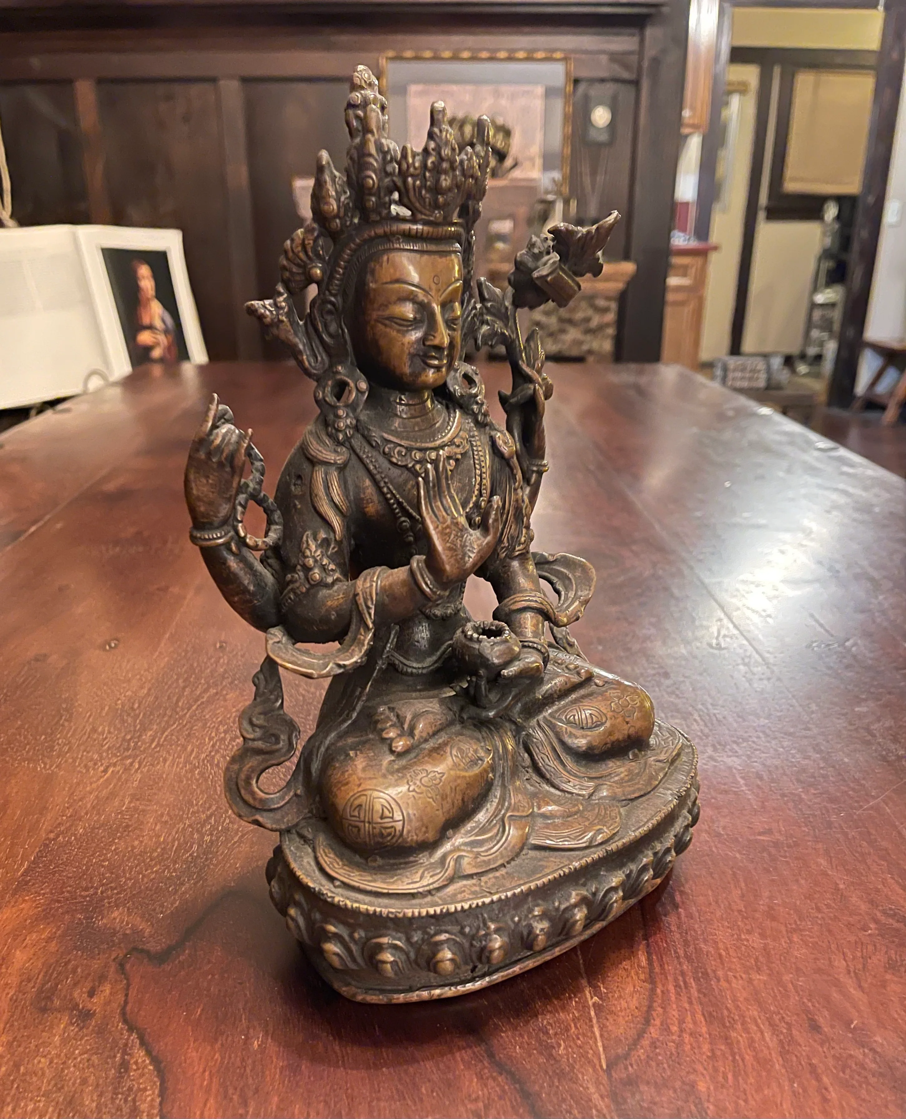 CHENREZIG ANTIQUE BRONZE STATUE - Image 2