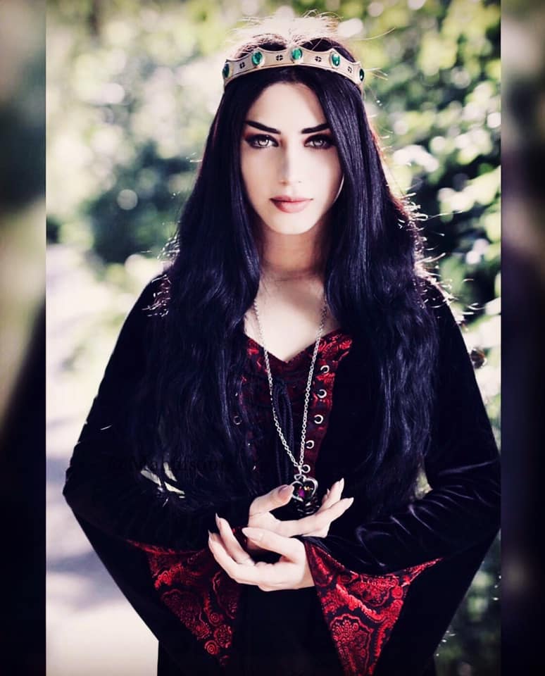 DRAGONLADY DRESS - BLACK w/ RED VELVET - Image 3
