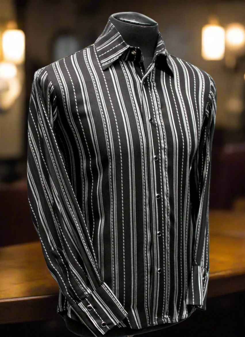 DRESSED TO ILL Shirt- Pinstripe Rayon Gabardine - Image 5