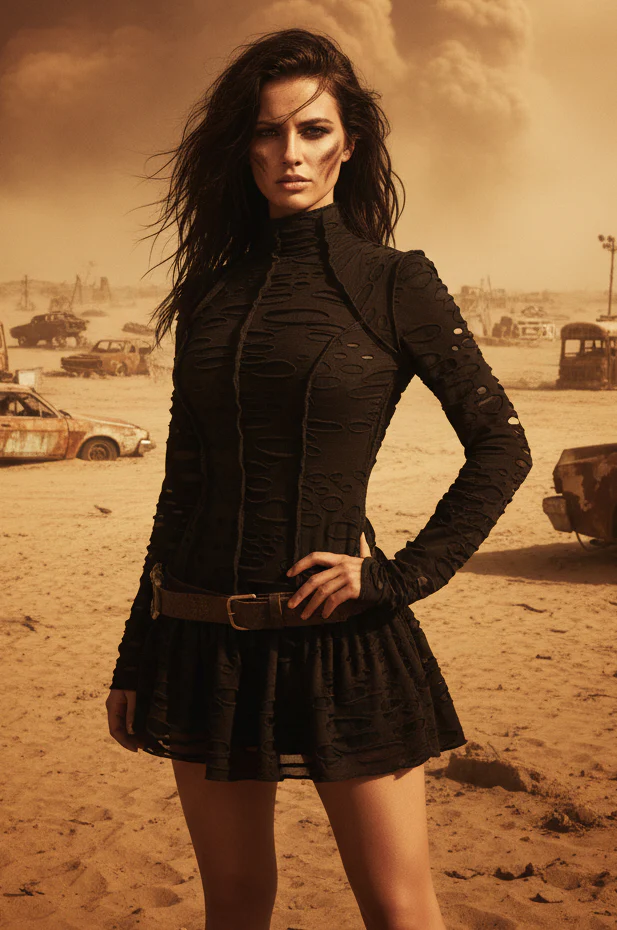 FUTURE SHOCK DRESS - BLACK DECAYED FABRIC - Image 4