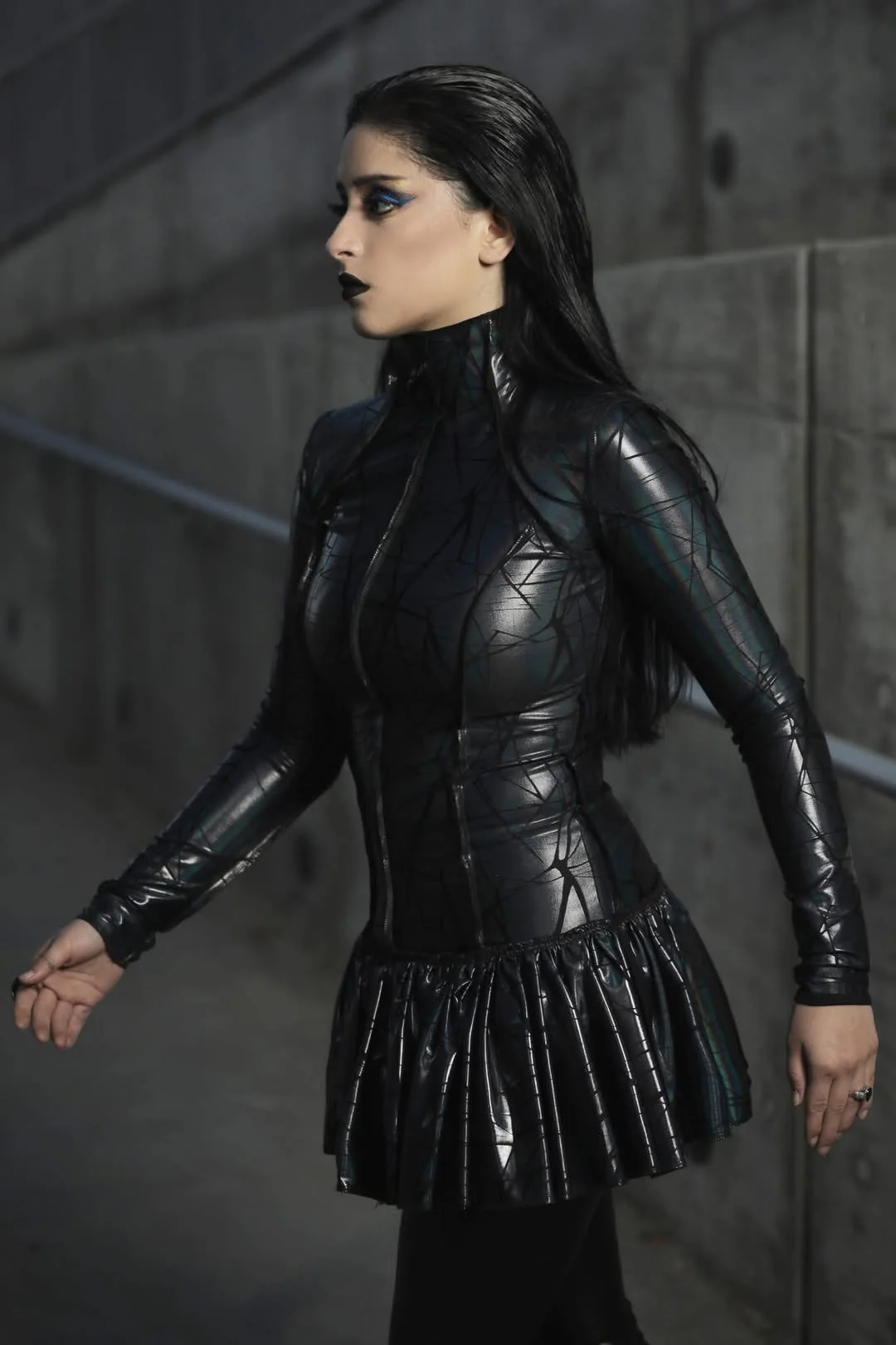 FUTURE SHOCK DRESS - Cracked Hologram Fabric - Black - Image 3