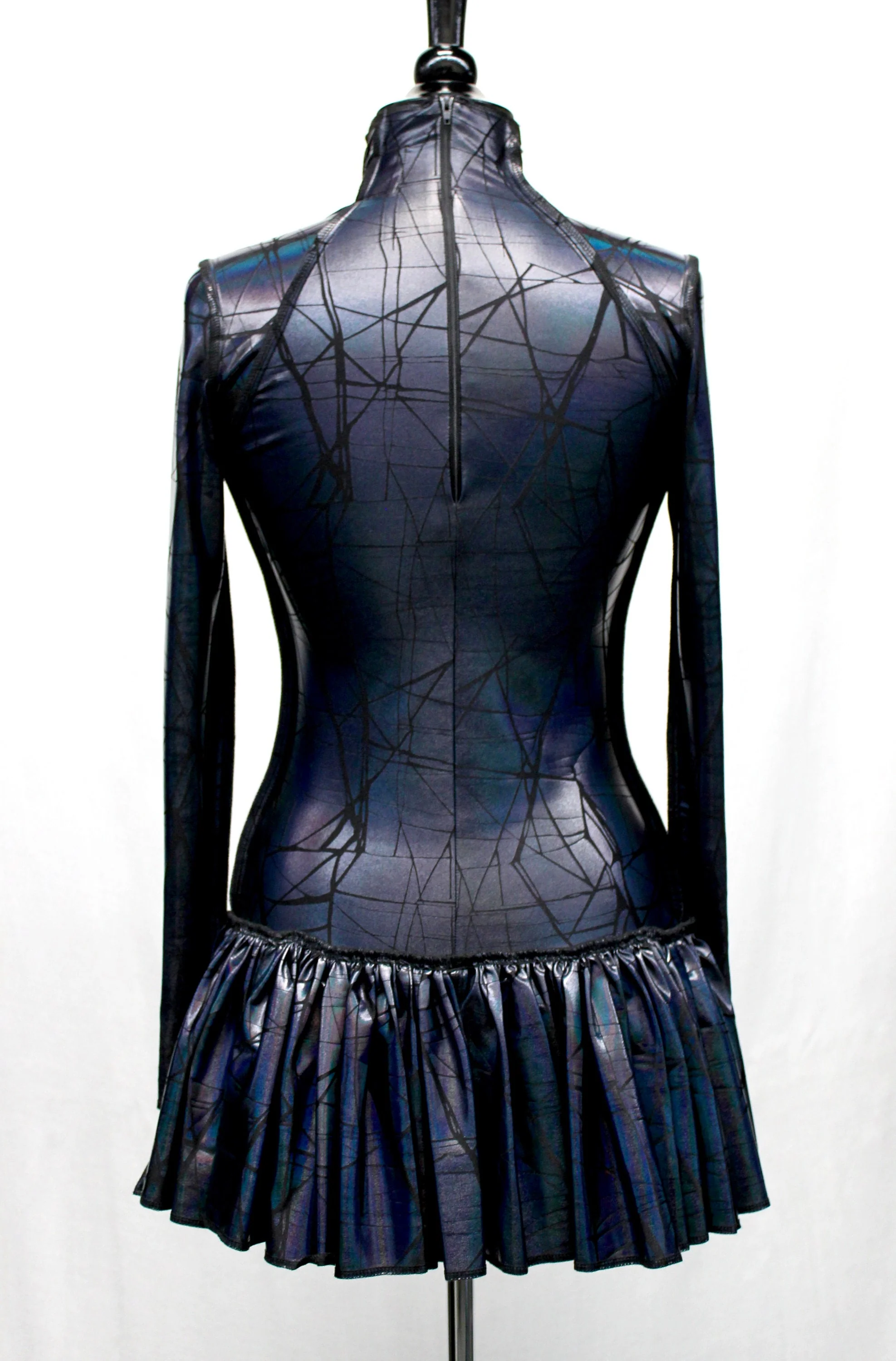 FUTURE SHOCK DRESS - Cracked Hologram Fabric - Black - Image 4