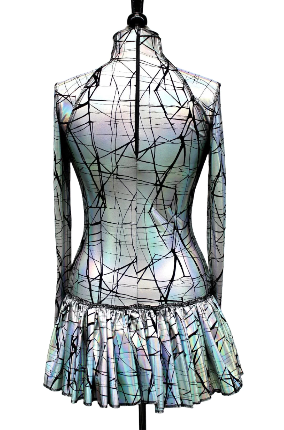 FUTURE SHOCK DRESS - Cracked Hologram Fabric - White - Image 4