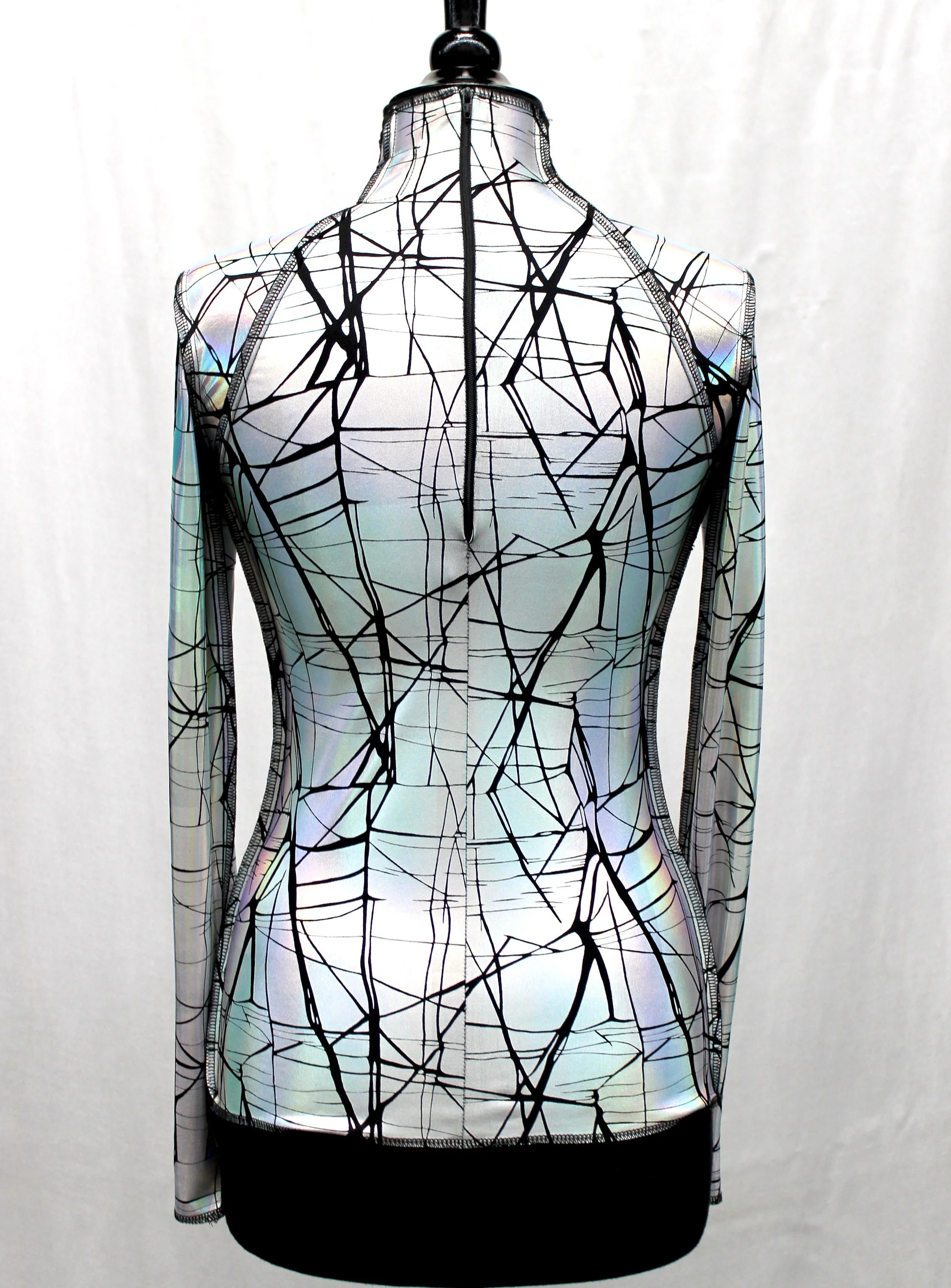 FUTURE SHOCK TOP Long Sleeve - Cracked Hologram Fabric - White - Image 4
