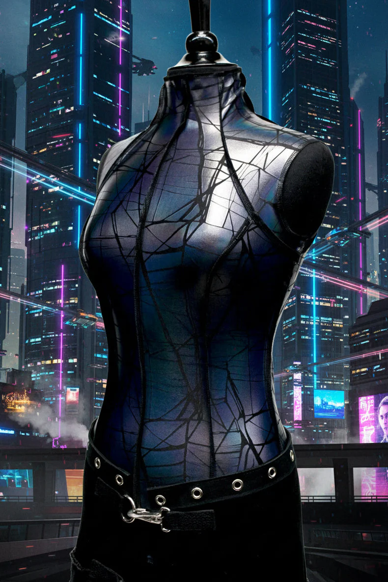 FUTURE SHOCK TOP sleeveless - Cracked Hologram Fabric - Black