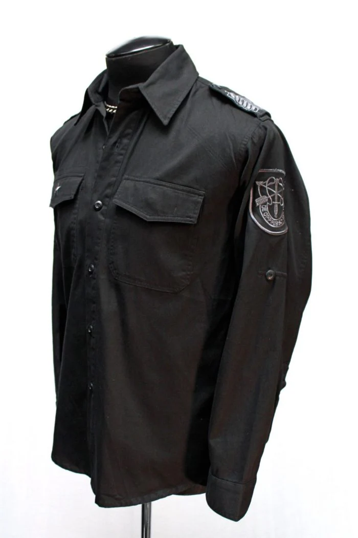 GUERRILLA ARMY SHIRT - BLACK COTTON W/ GREY - Image 3
