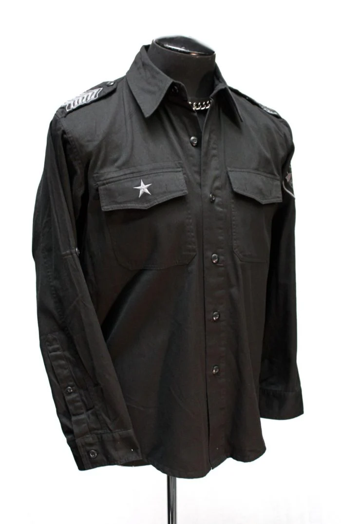 GUERRILLA ARMY SHIRT - BLACK COTTON W/ GREY - Image 4