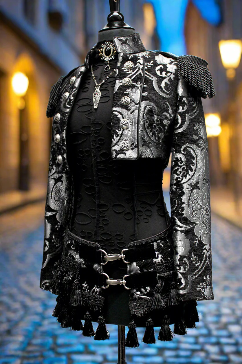 TASSEL SKIRT - SILVER/BLACK TAPESTRY - Image 4