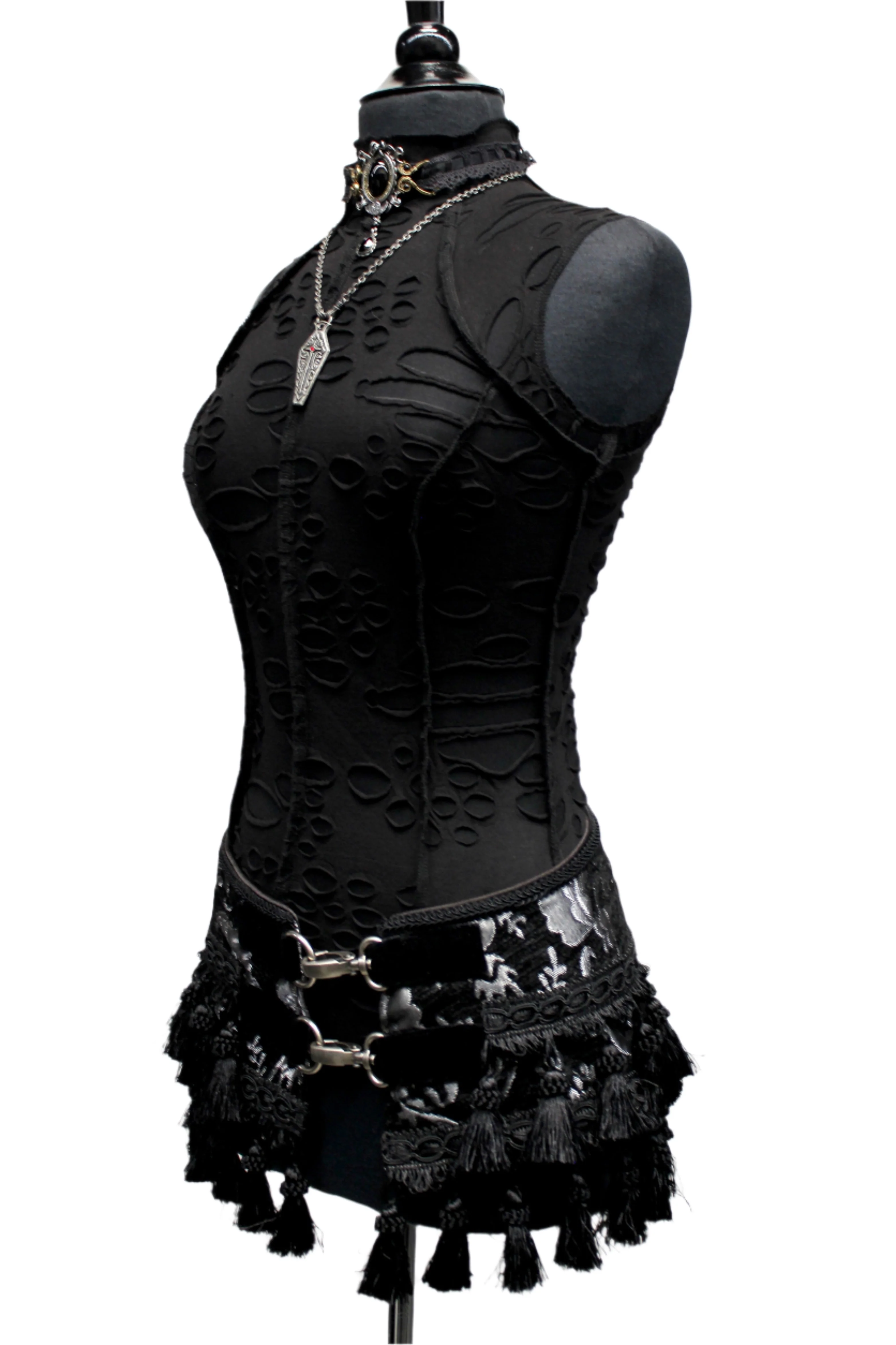 TASSEL SKIRT - SILVER/BLACK TAPESTRY - Image 7
