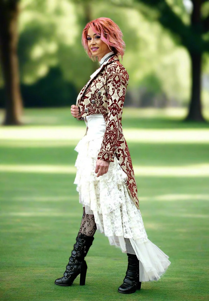 HARLEQUIN TAILCOAT - BURGUNDY/IVORY TAPESTRY - Image 3