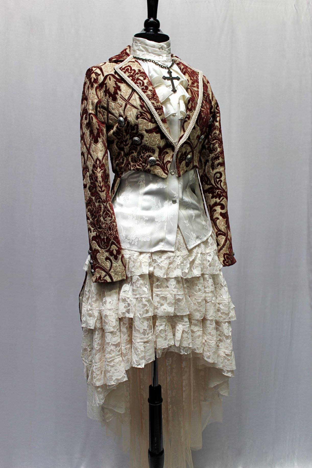 HARLEQUIN TAILCOAT - BURGUNDY/IVORY TAPESTRY - Image 5