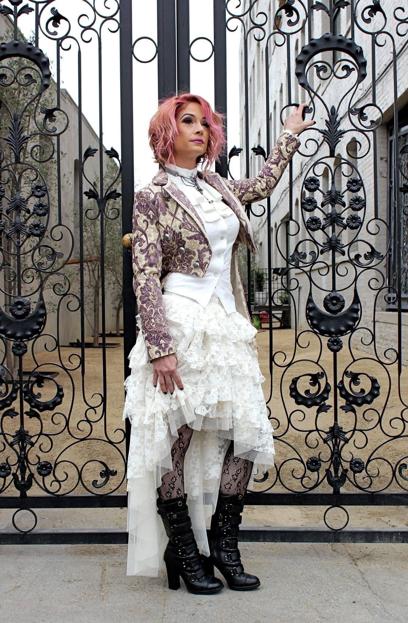 HARLEQUIN TAILCOAT - PURPLE/IVORY TAPESTRY - Image 3