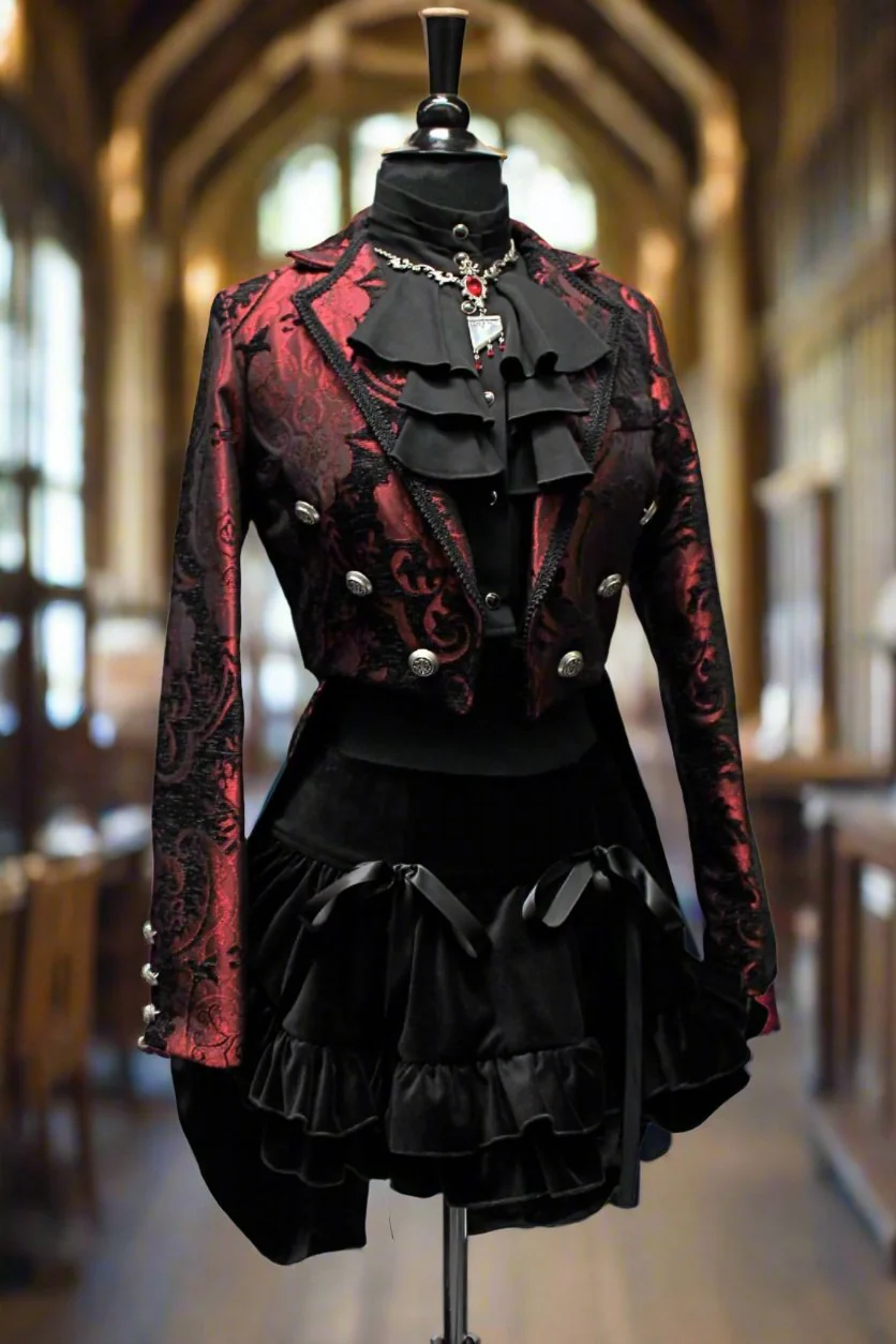HARLEQUIN TAILCOAT - RED/BLACK TAPESTRY - Image 2