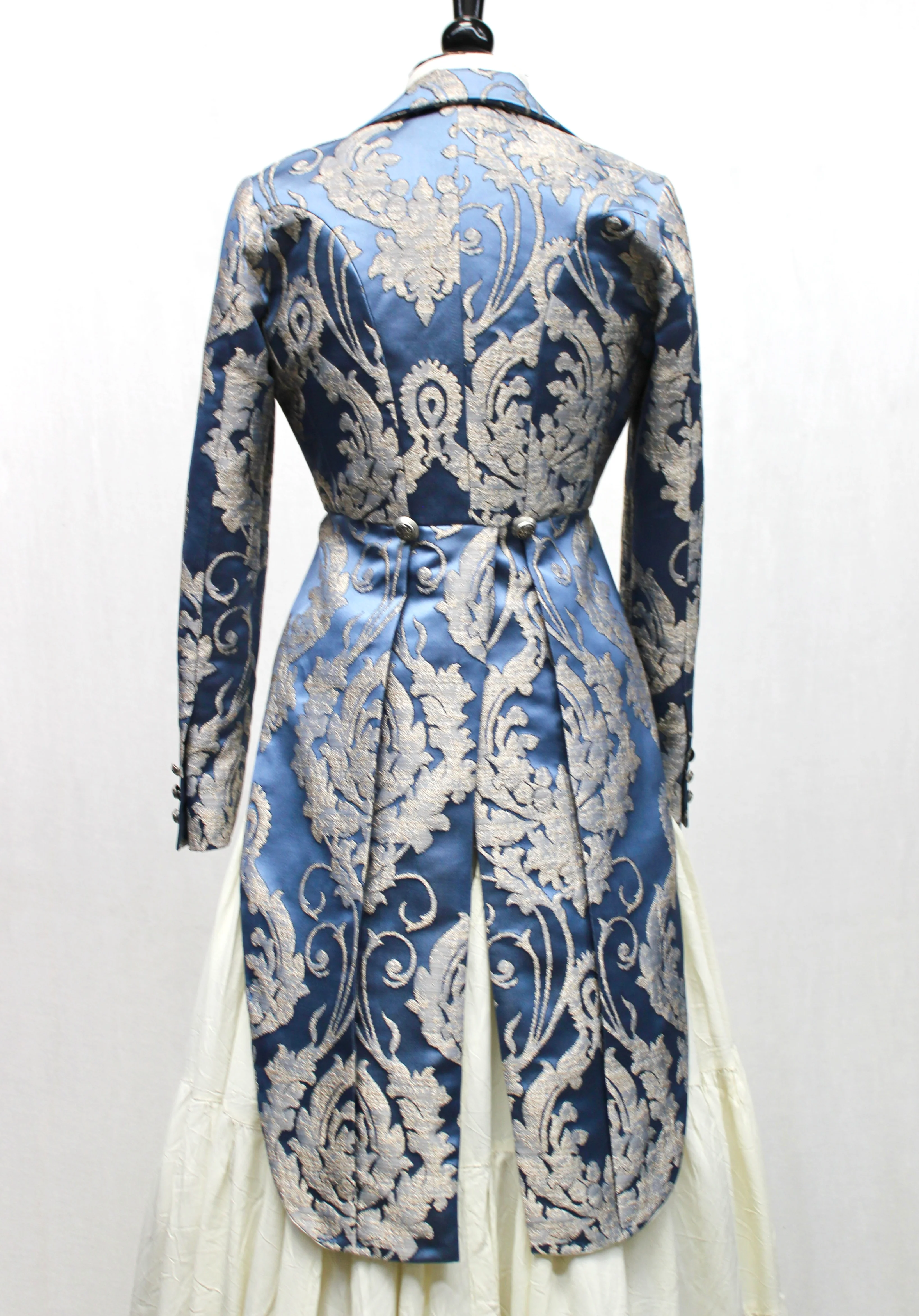 HARLEQUIN TAILCOAT - SATIN BROCADE - ICE BLUE - Image 3