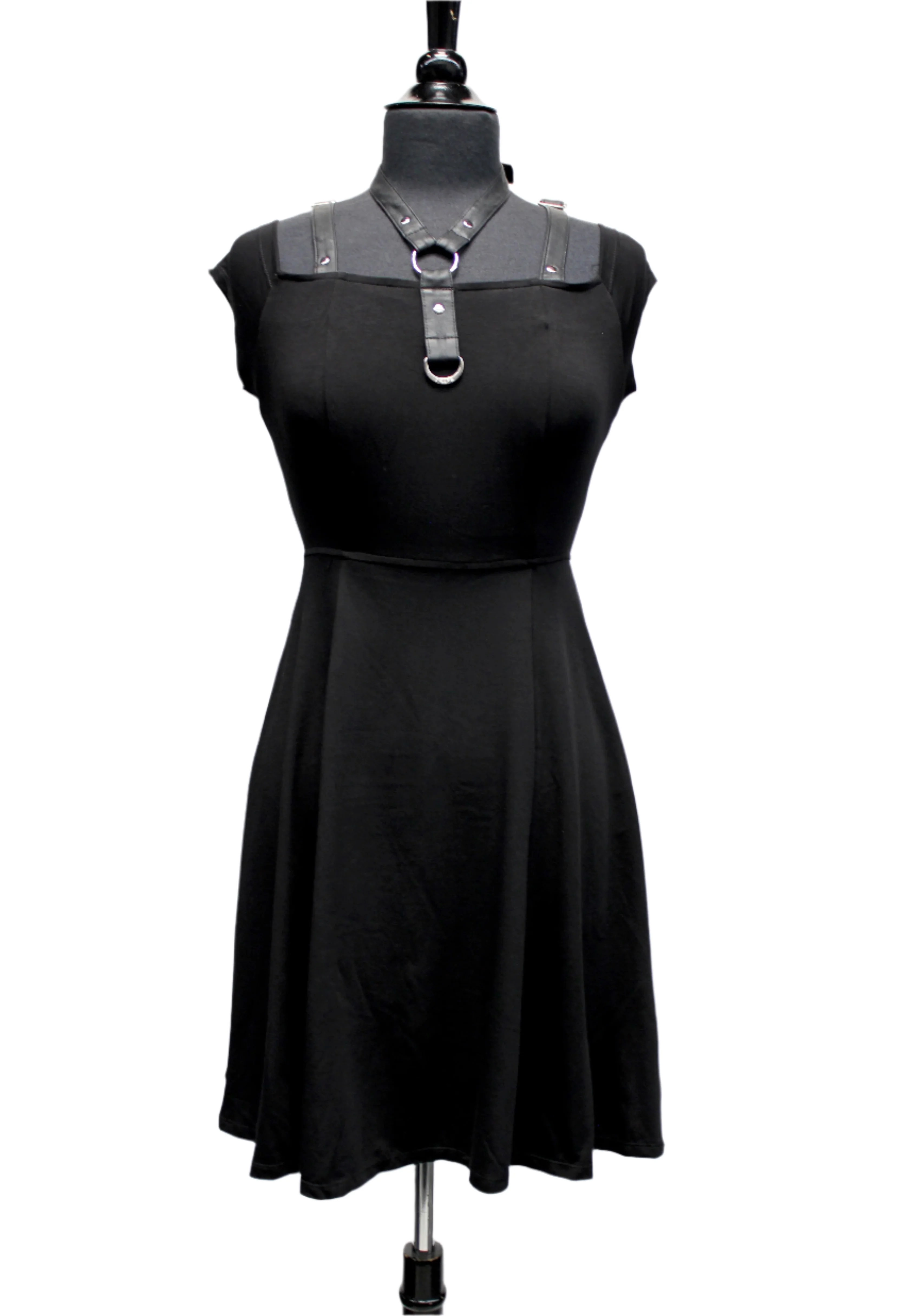 HARNESS DRESS - BLACK STRETCH COTTON - Image 3