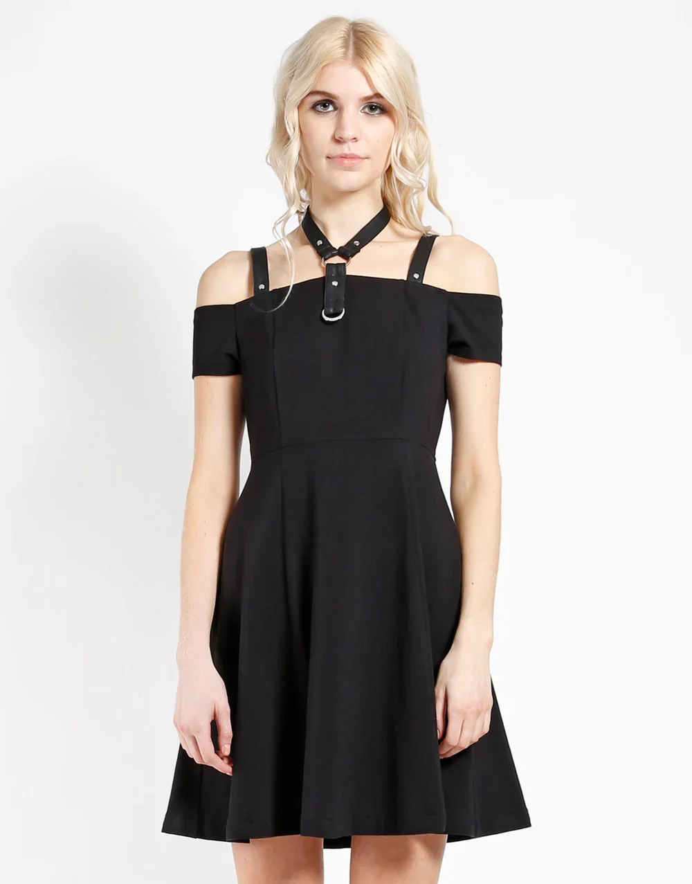 HARNESS DRESS - BLACK STRETCH COTTON - Image 5