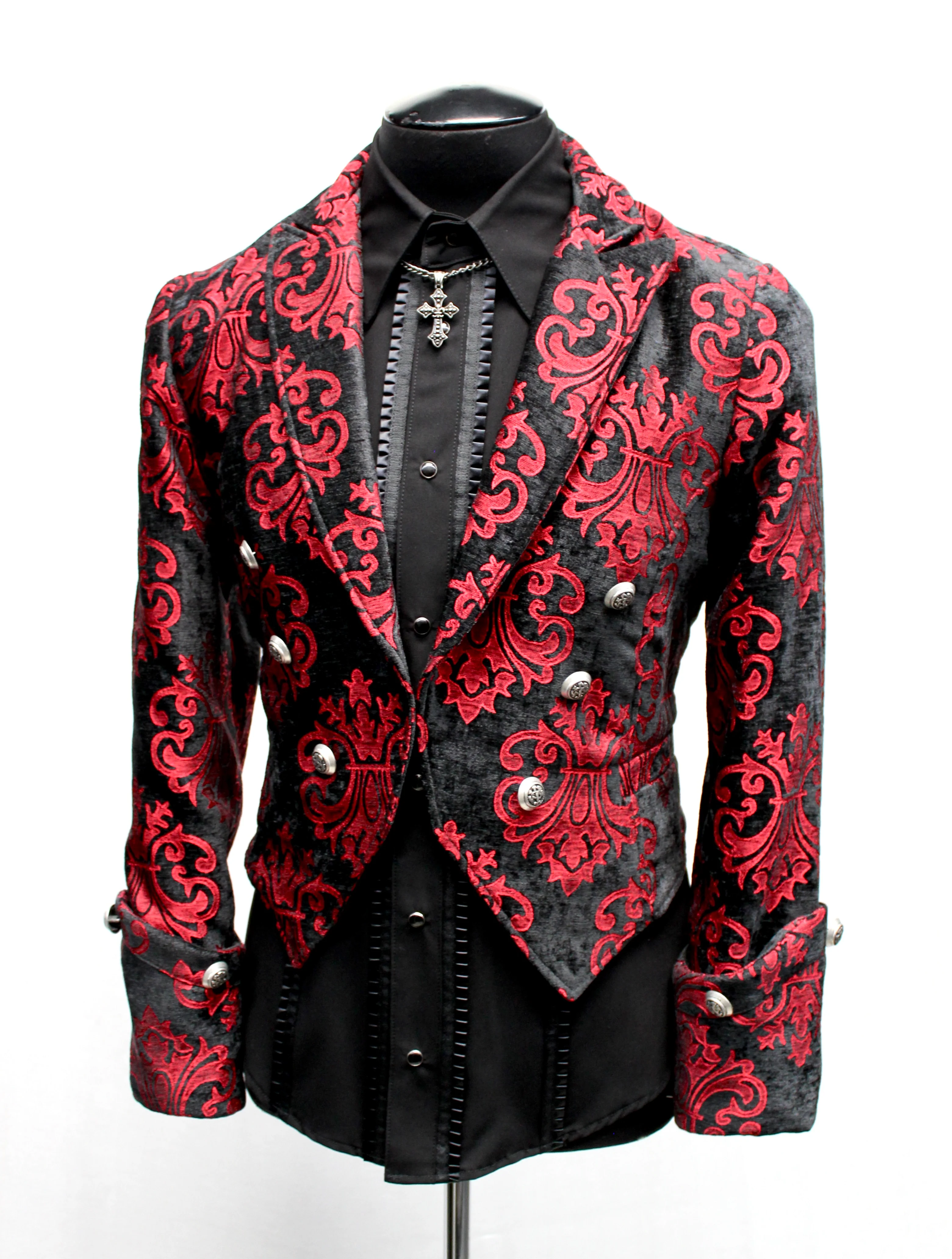 IMPERIAL JACKET - RED ON BLACK VELVET BROCADE - Image 4