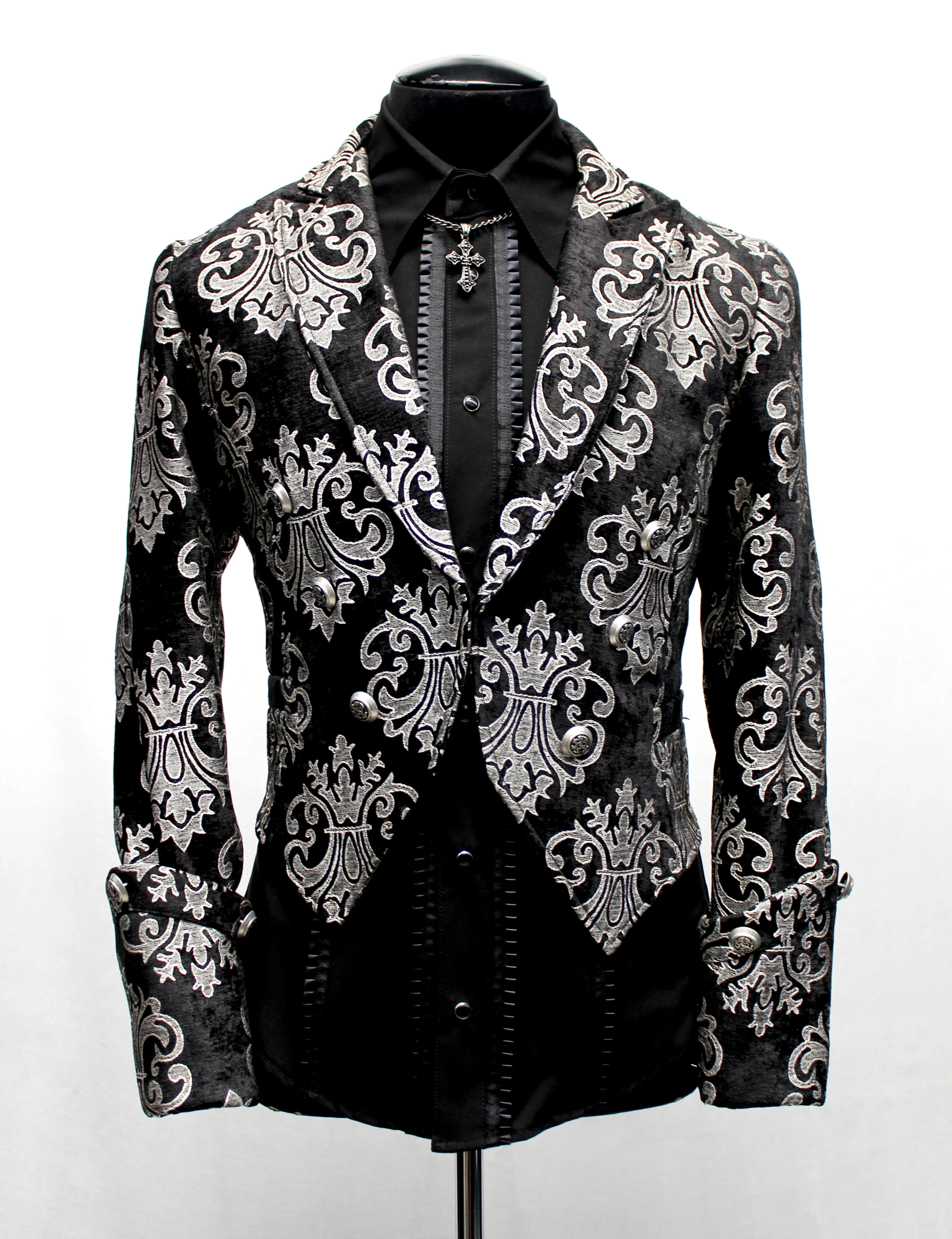 IMPERIAL JACKET - SILVER ON BLACK BROCADE - Image 4