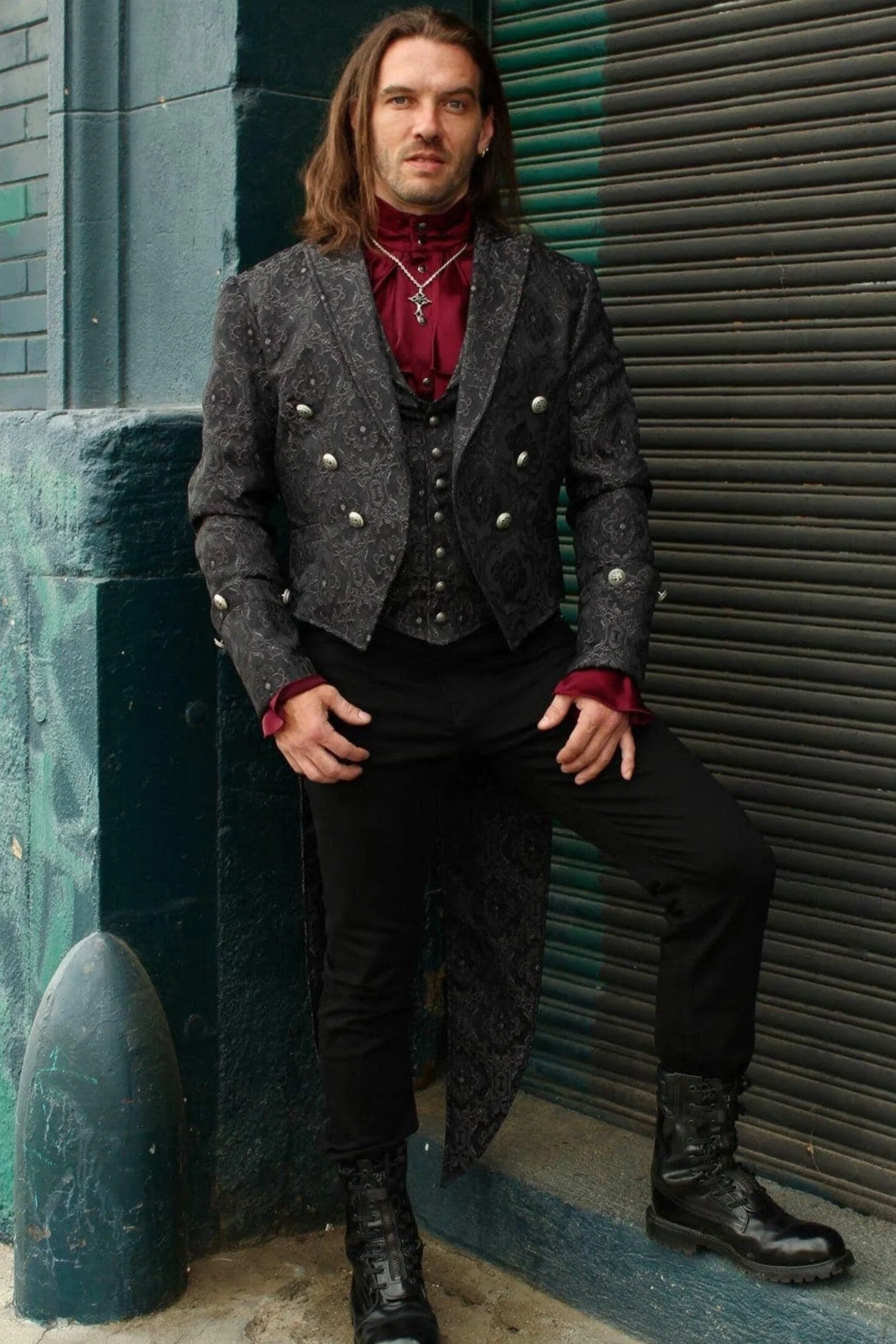 IMPERIAL TAILCOAT - BLACK EDWARDIAN BROCADE