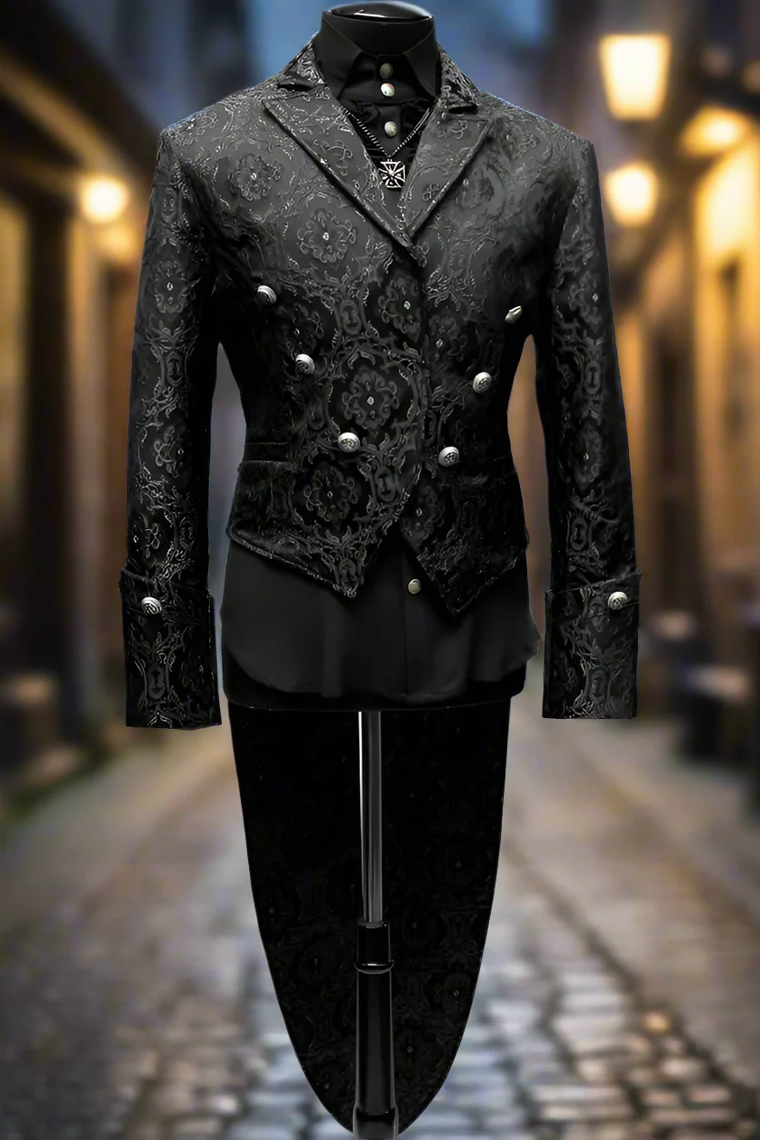 IMPERIAL TAILCOAT - BLACK EDWARDIAN BROCADE - Image 2