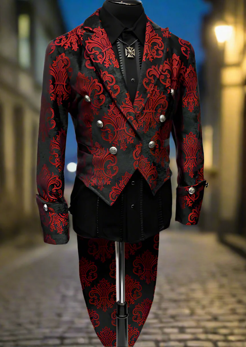 IMPERIAL TAILCOAT - RED ON BLACK VELVET BROCADE - Image 2